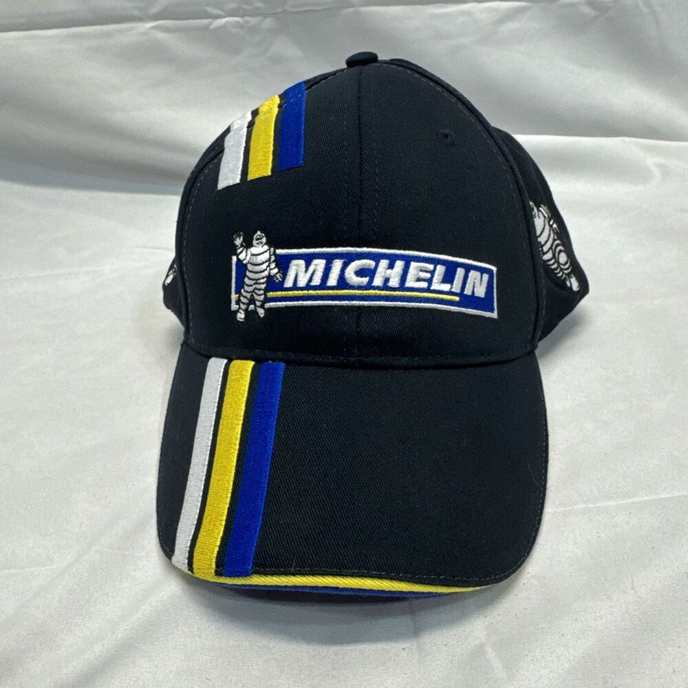 Michelin Man Hat Cap Strap Black Blue Yellow Adult Baseball Tires Embroidered